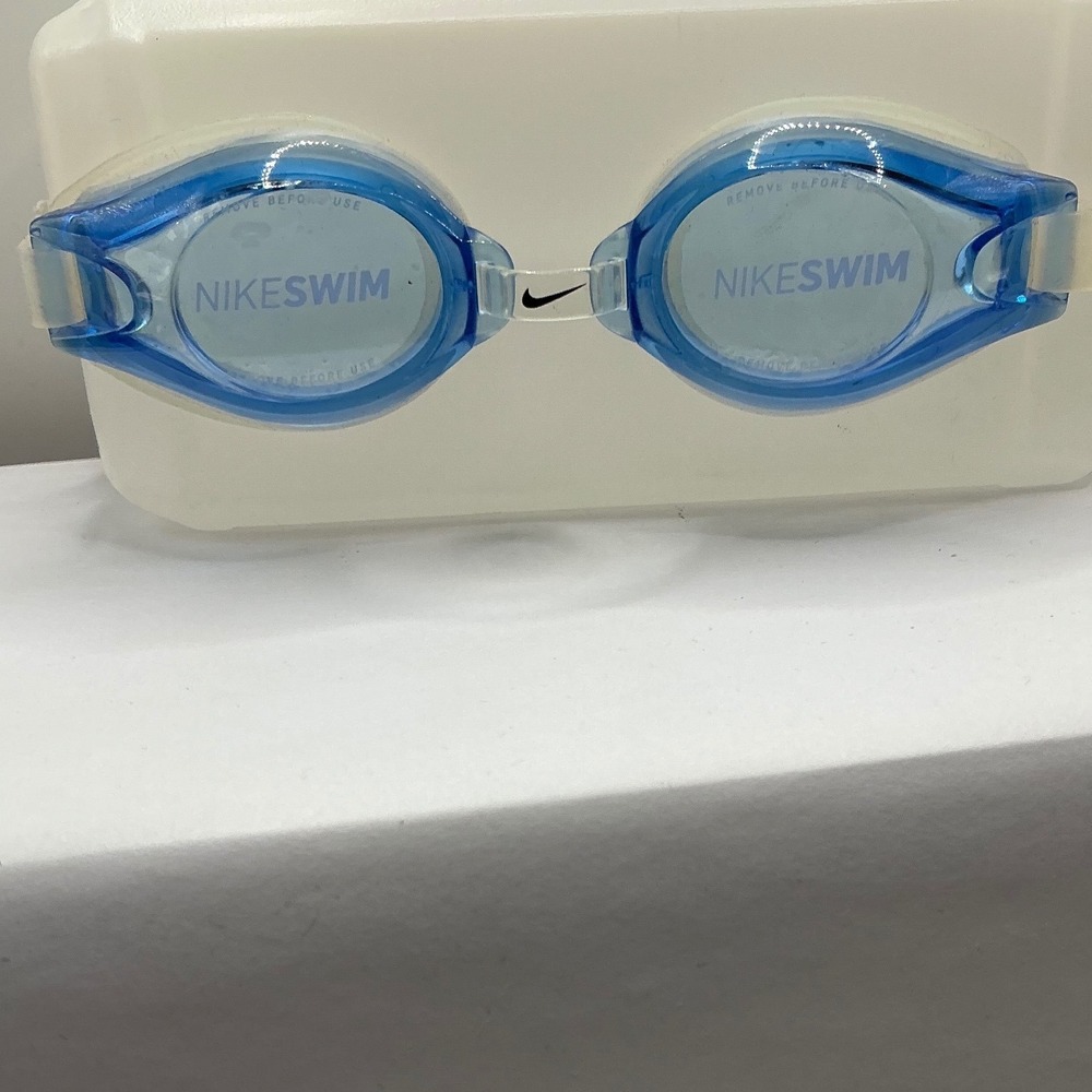Nike Swim Goggles Blue Tinted Lenses Clear Adjustable Strap Just Do It Logo